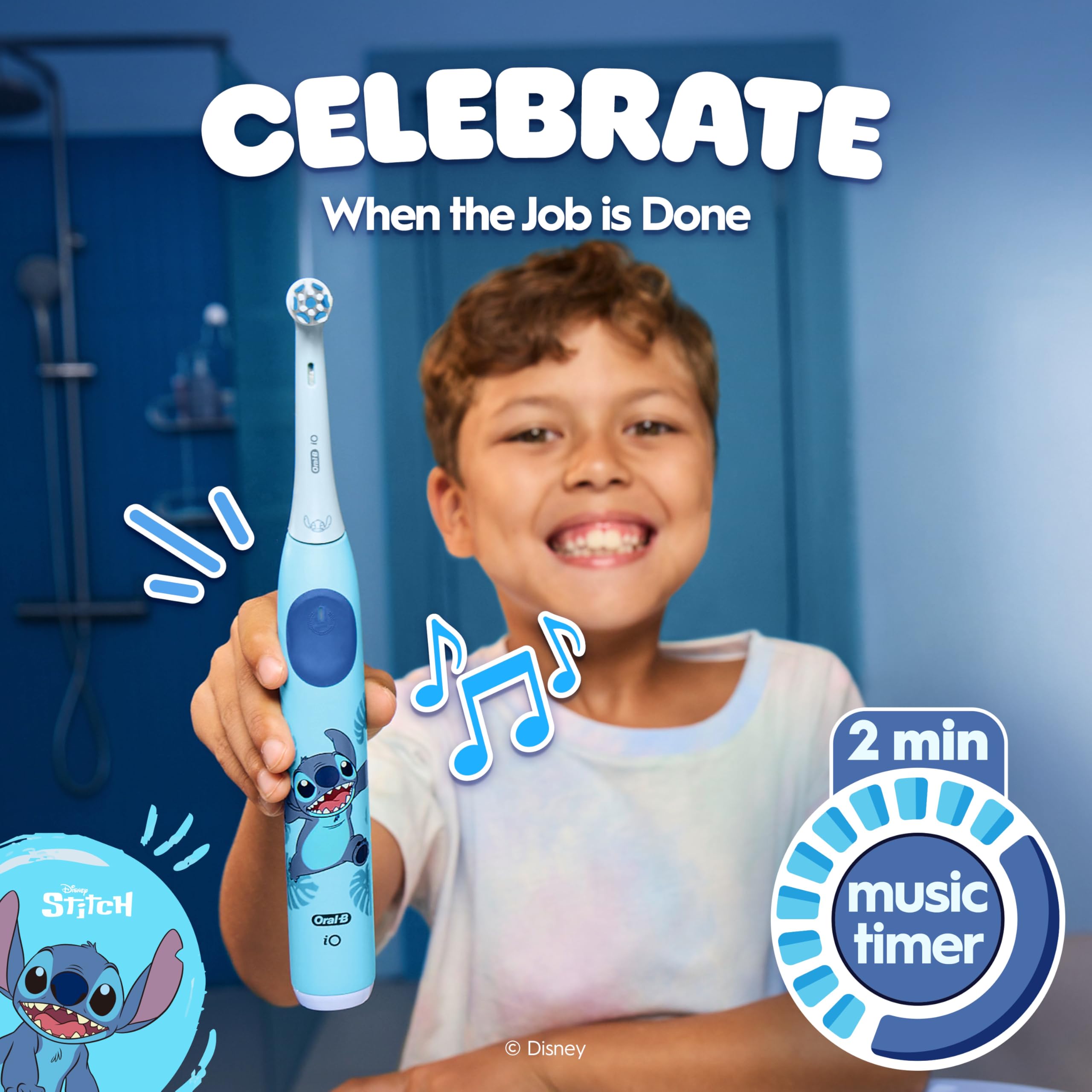 Oral-B iO Kids Stitch temporizador musical activo promoviendo cepillado 2 minutos
