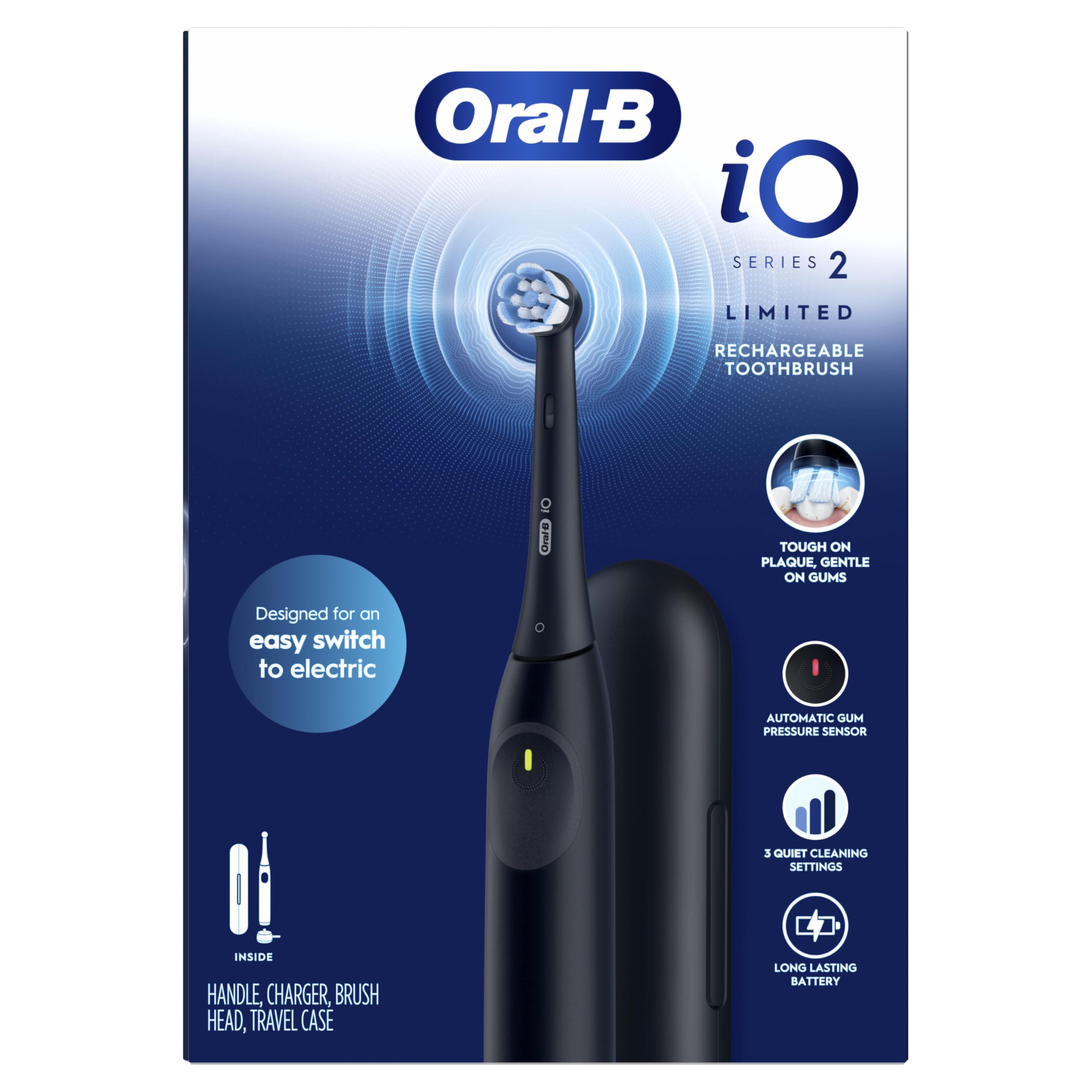 Oral-B iO Series 2 caja y contenido incluyendo cargador y manual