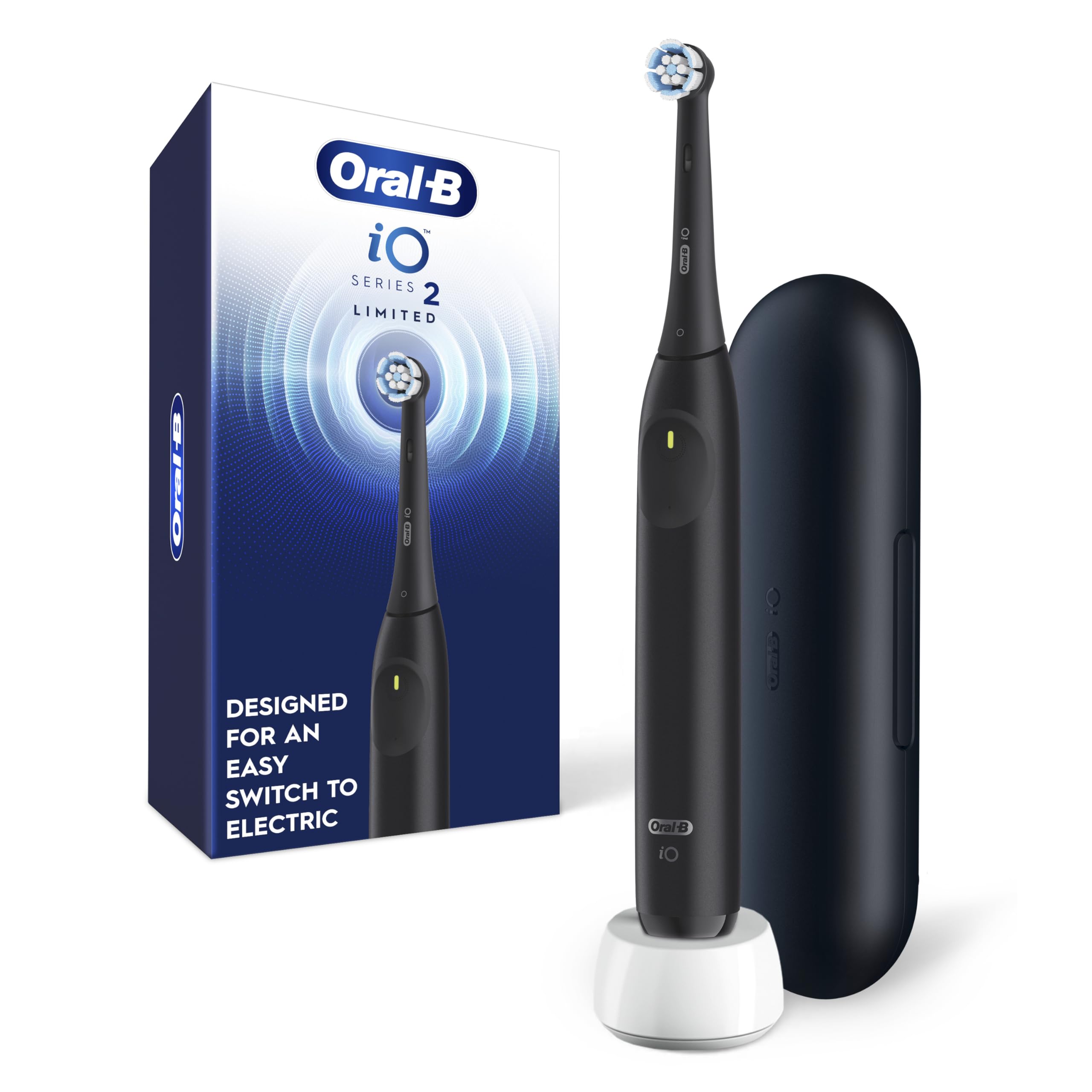 Oral-B iO Series 2 frente del cepillo mostrando diseño elegante y color noche