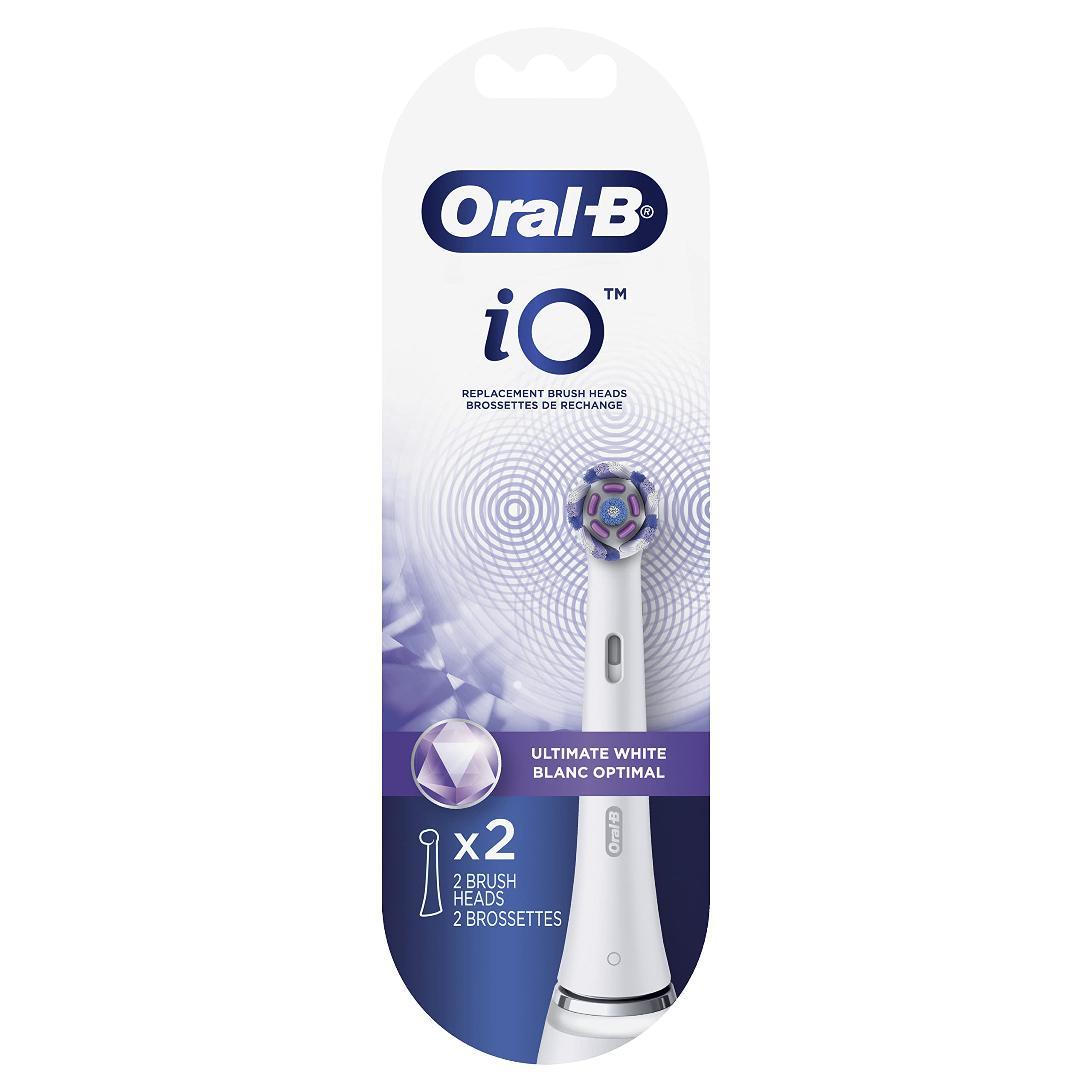Oral-B iO cabezal frontal mostrando diseño y pulido para mejor limpieza