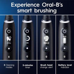 Oral-B iO7 persona cepillándose en baño demostrando uso diario cómodo