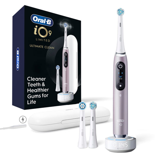 Oral-B iO9 frontal Rose Quartz mostrando diseño elegante y potencia