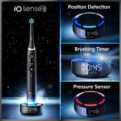 Oral-B sensor de presión visible encendido, evita cepillado demasiado fuerte