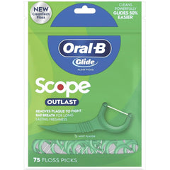 Oral-B vista frontal del paquete que muestra 75 palillos y ventaja de conveniencia