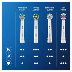Oral-B cabezal en mano para visualizar forma compacta y agarre fácil