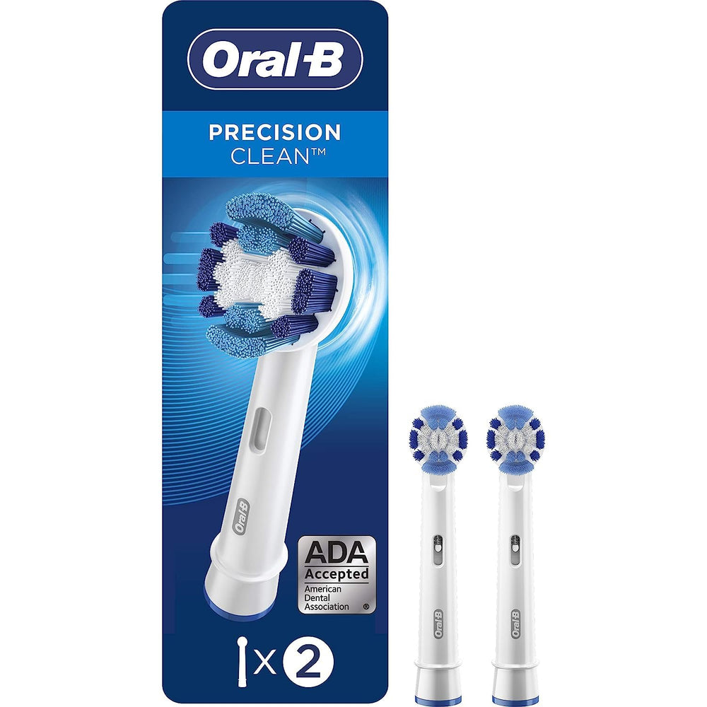 Oral-B frontal del pack mostrando dos cabezales y limpieza eficaz