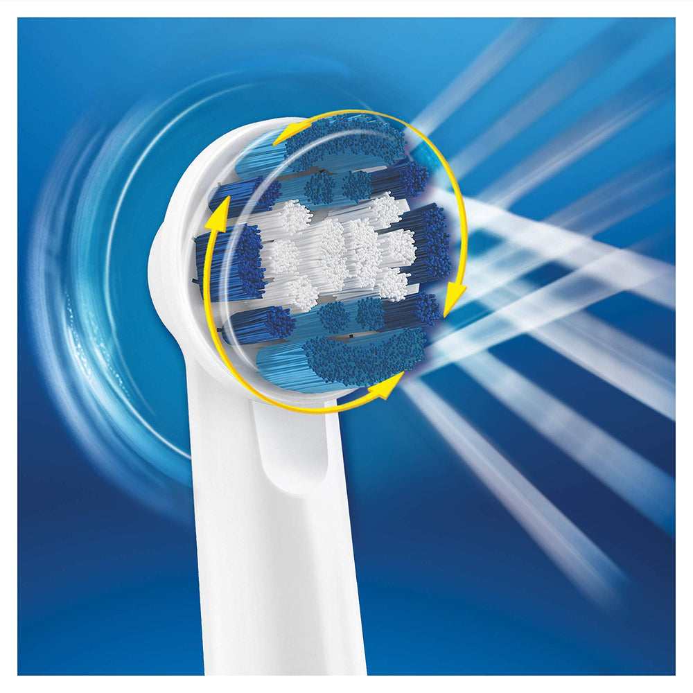 Oral-B primer plano del cabezal que resalta forma y cobertura para mayor limpieza