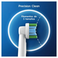 Oral-B cabezal montado en un mango eléctrico mostrando ajuste seguro