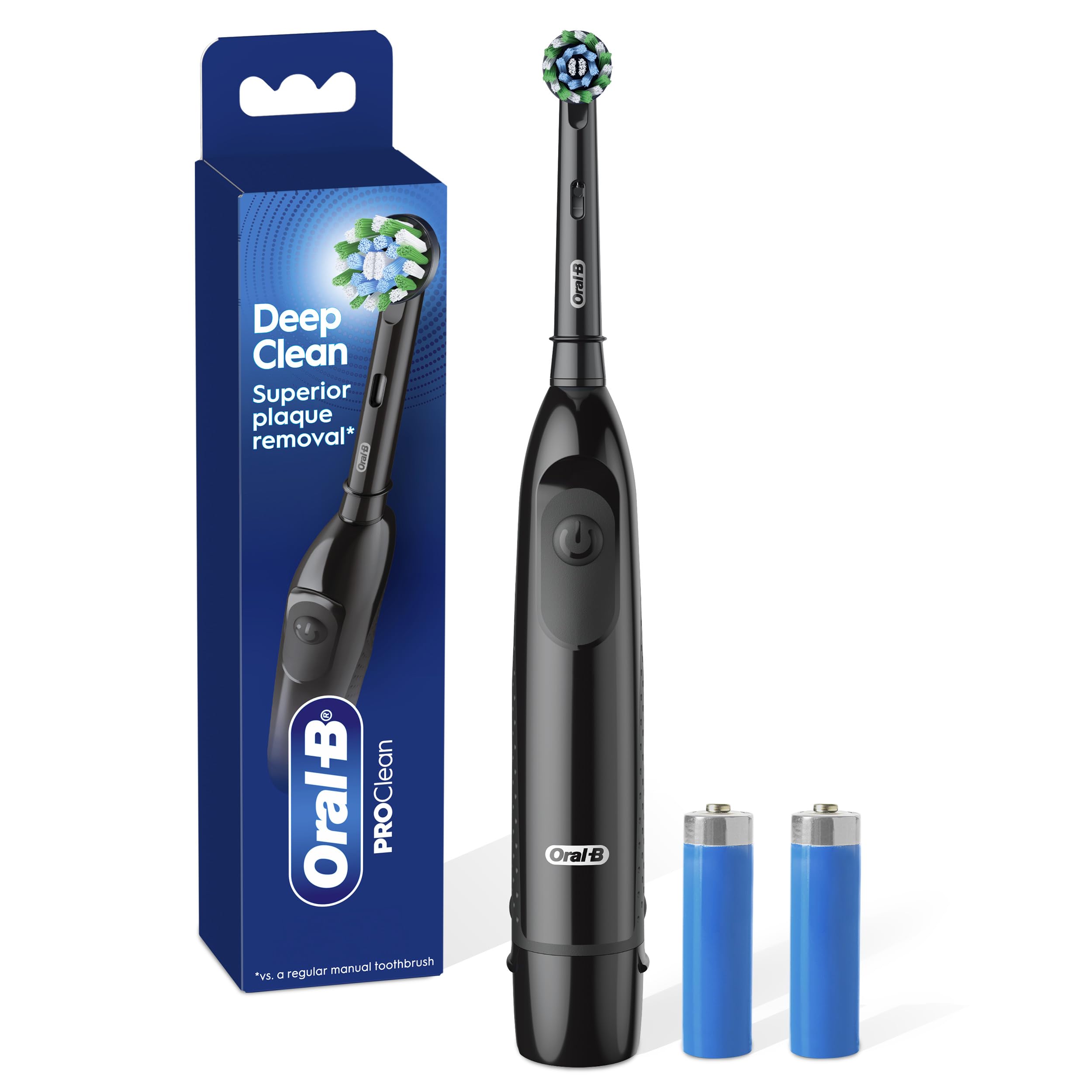 Oral-B vista frontal del empaque mostrando color negro y marca, facilidad de compra
