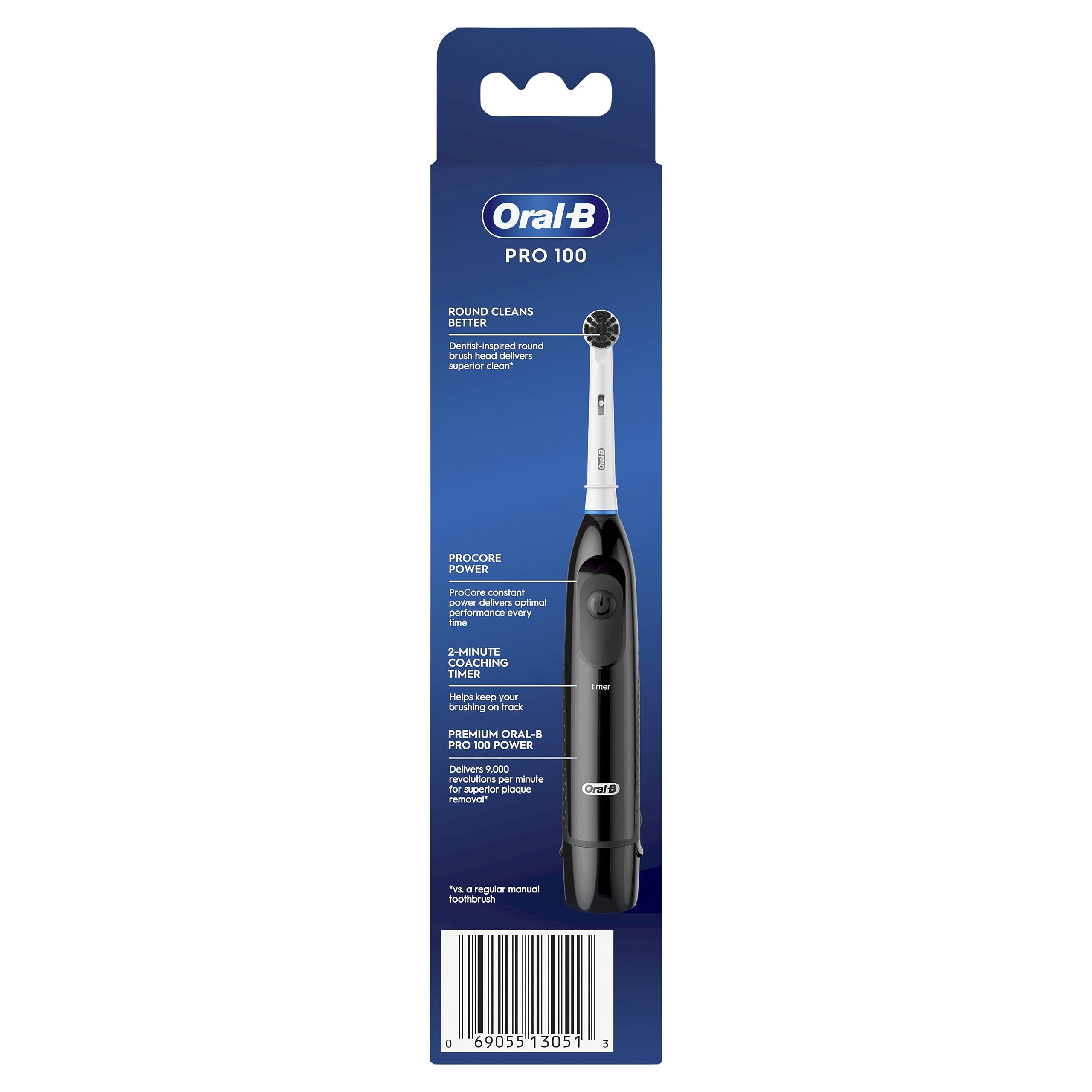 Cepillo Oral‑B en uso cepillando dientes con mejor limpieza visible