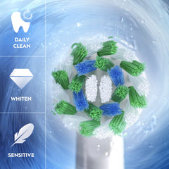 Oral-B detalle del cabezal CrossAction mostrando cerdas anguladas para mejor limpieza