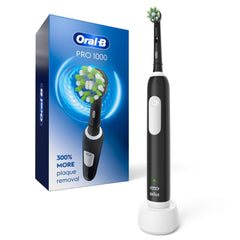 Oral-B Pro 1000 frontal en negro mostrando diseño profesional y control