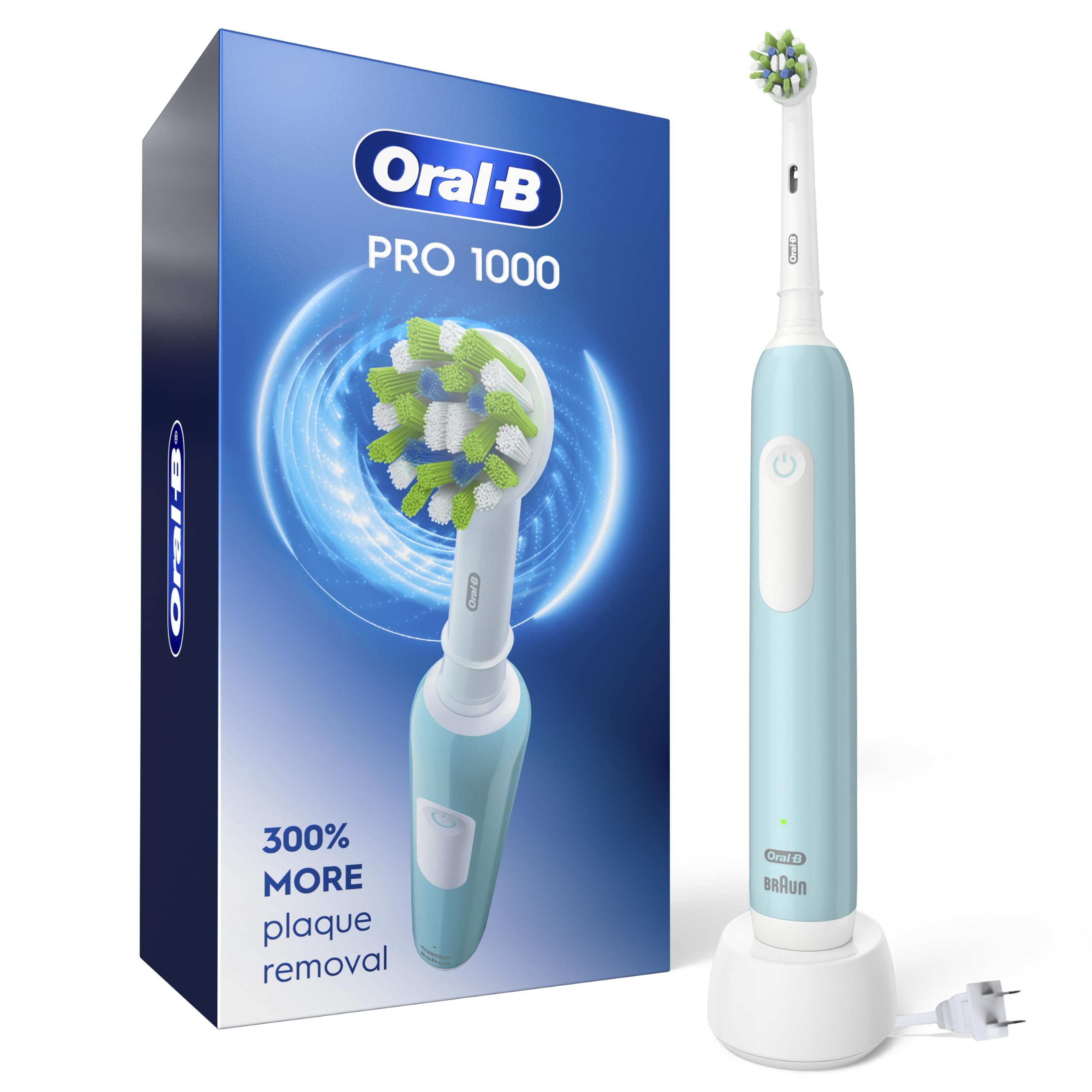 Oral-B Pro 1000 frontal verde mostrando diseño y limpieza superior