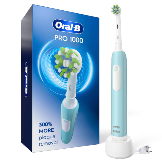 Oral-B Pro 1000 frontal verde mostrando diseño y limpieza superior