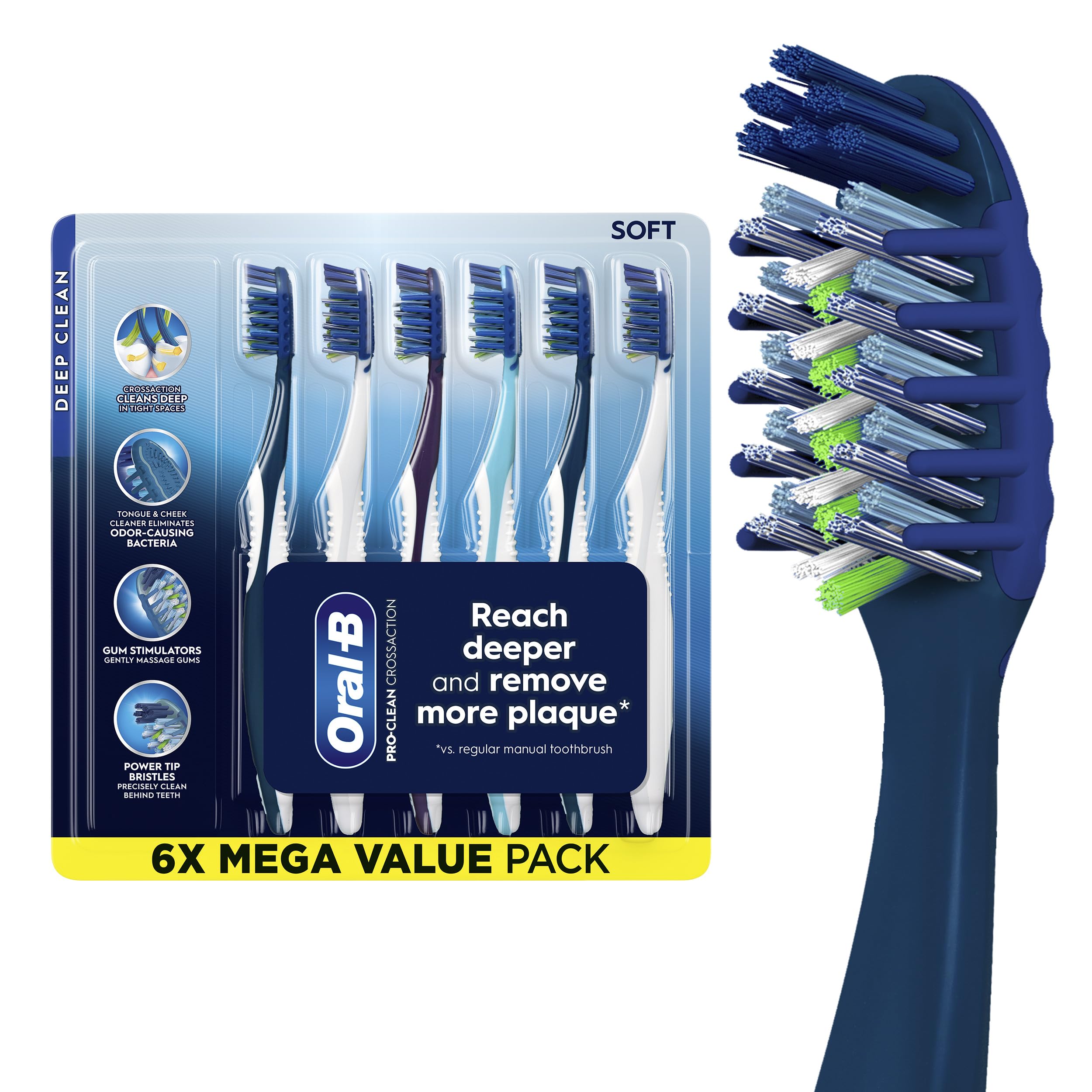 Oral-B cepillo frontal mostrando cabeza y colores, limpieza eficiente