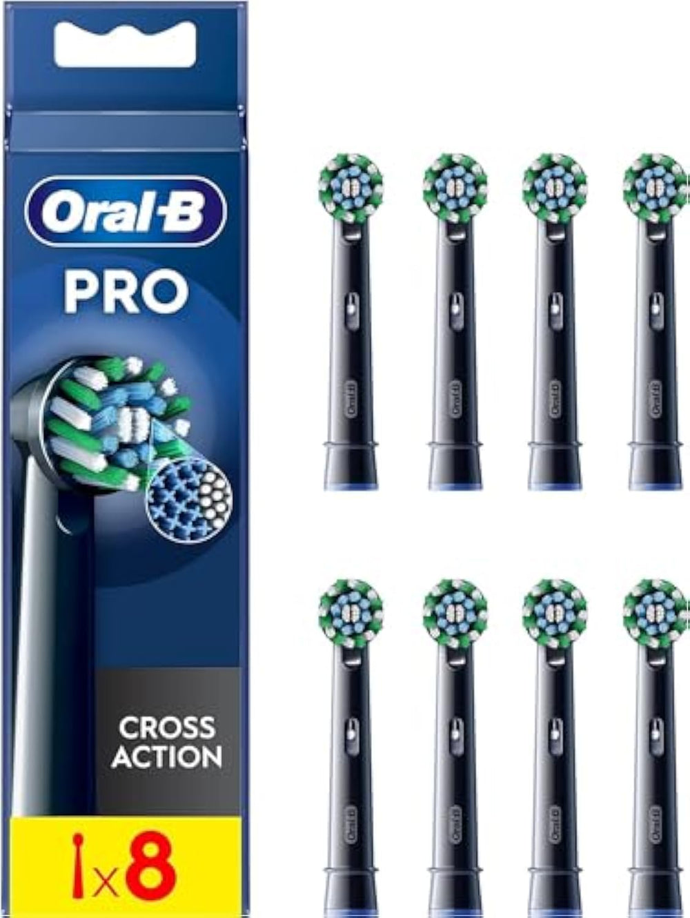 Oral-B cabezales pro cross action frontal del pack en negro, reemplazo fiable