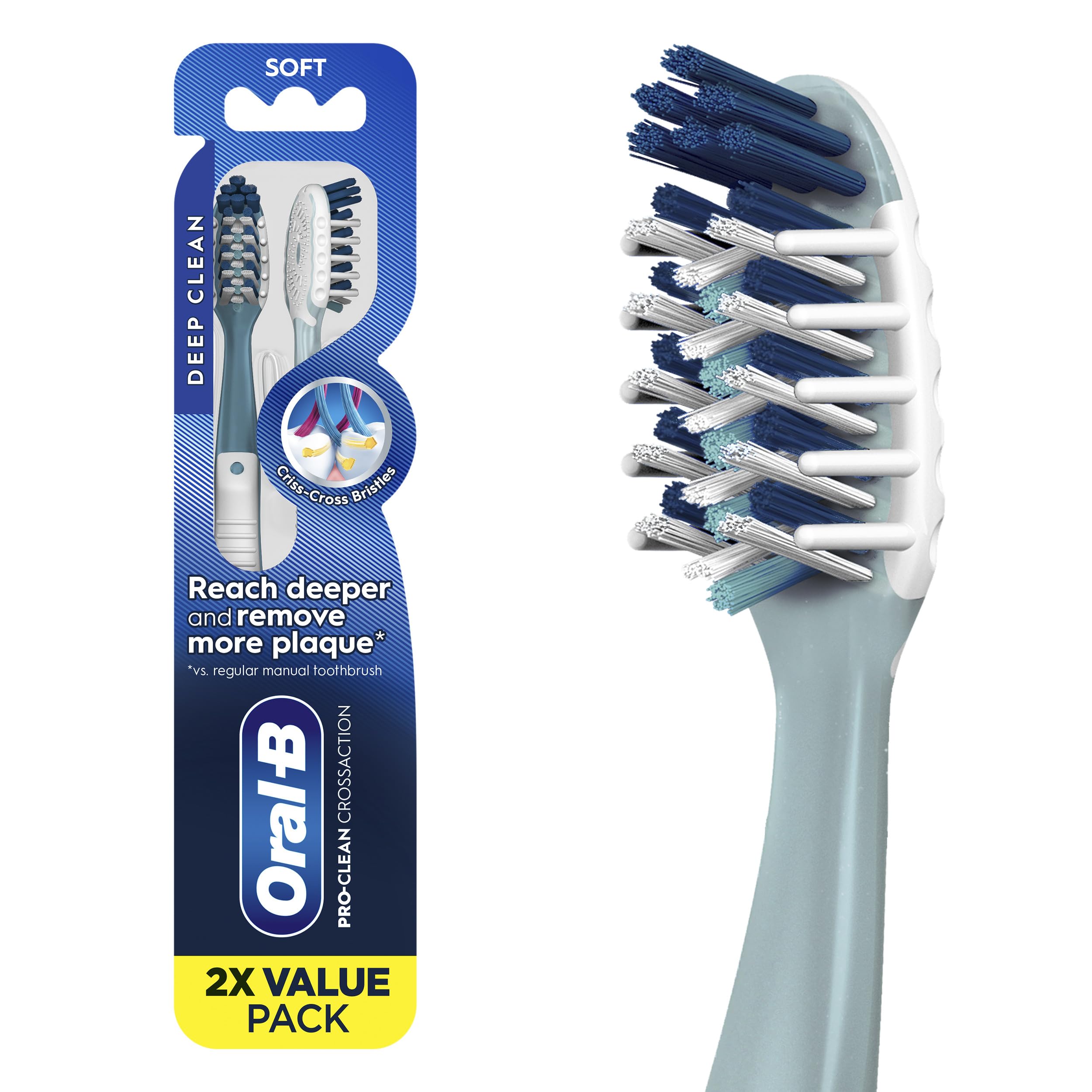 Oral-B vista frontal del paquete doble que ofrece limpieza profunda