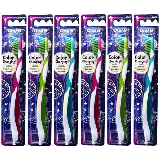 Oral-B vista frontal del pack de seis cepillos, ideal para rotación familiar