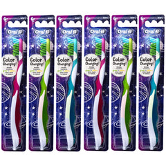 Oral-B vista frontal del pack de seis cepillos, ideal para rotación familiar