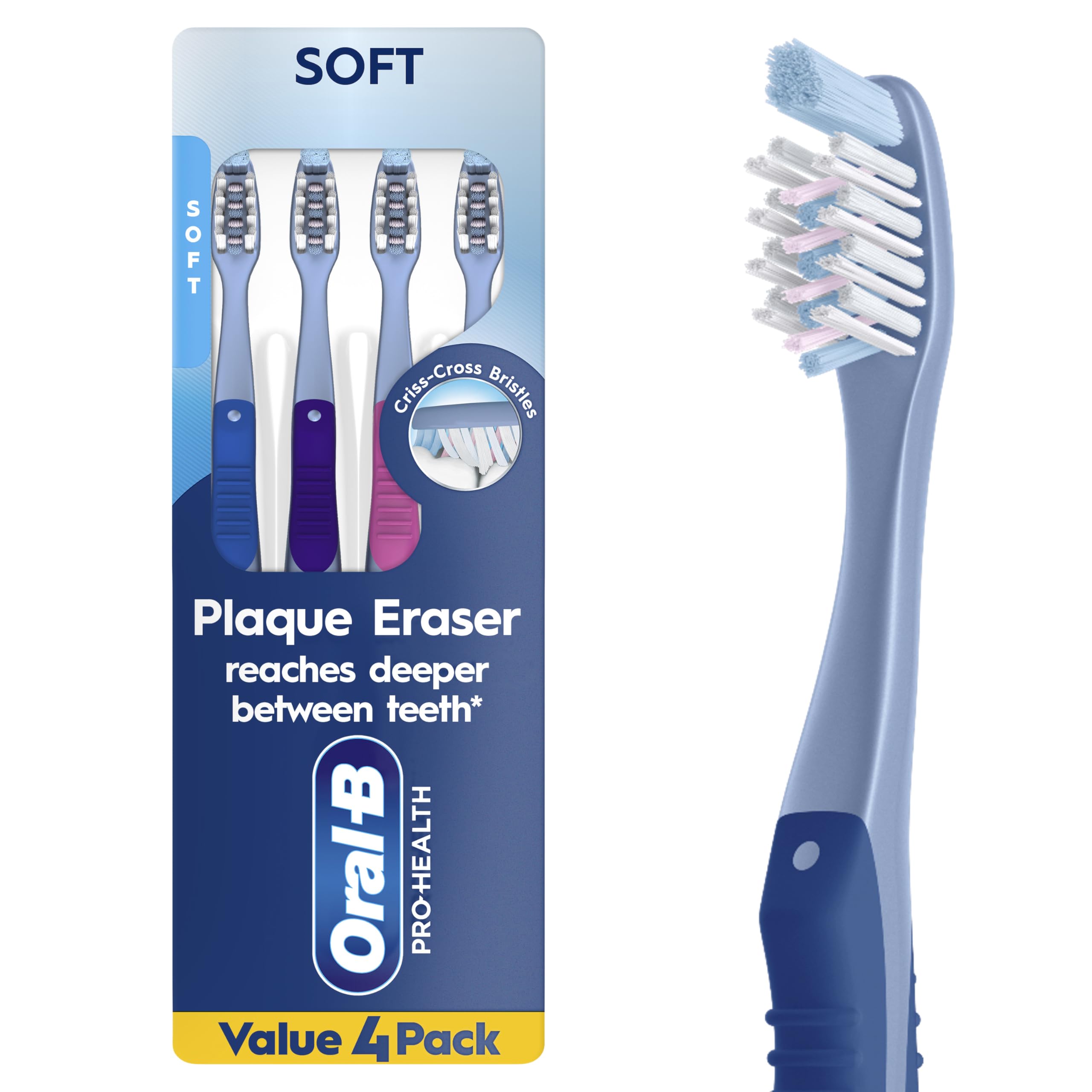 Oral-B vista frontal del cepillo mostrando diseño ergonómico y beneficio de control