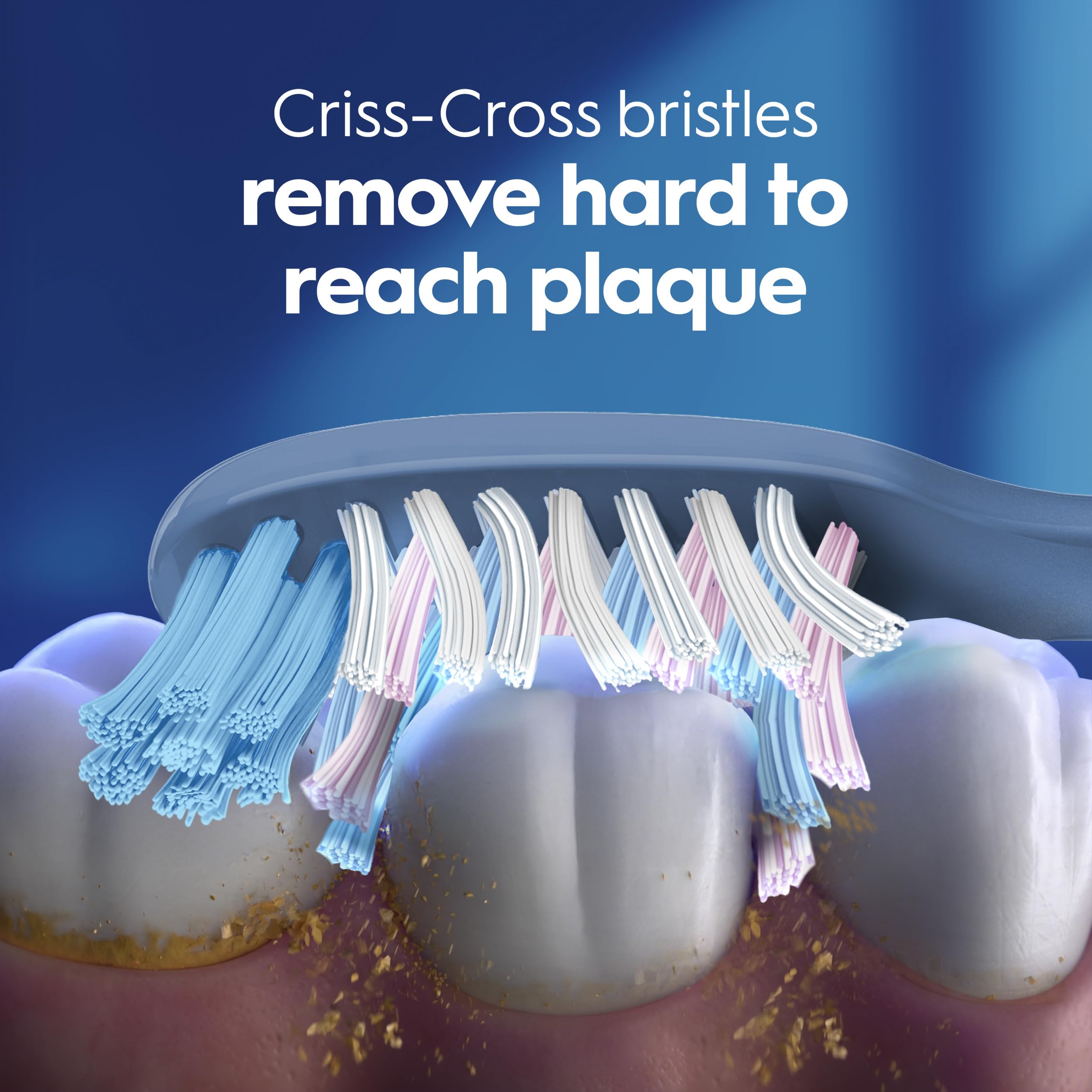 Oral-B primer plano de punta Power Tip para acceder detrás de los molares
