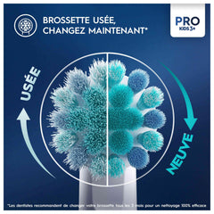 Oral-B compare tamaño del cabezal con moneda, ideal para bocas infantiles