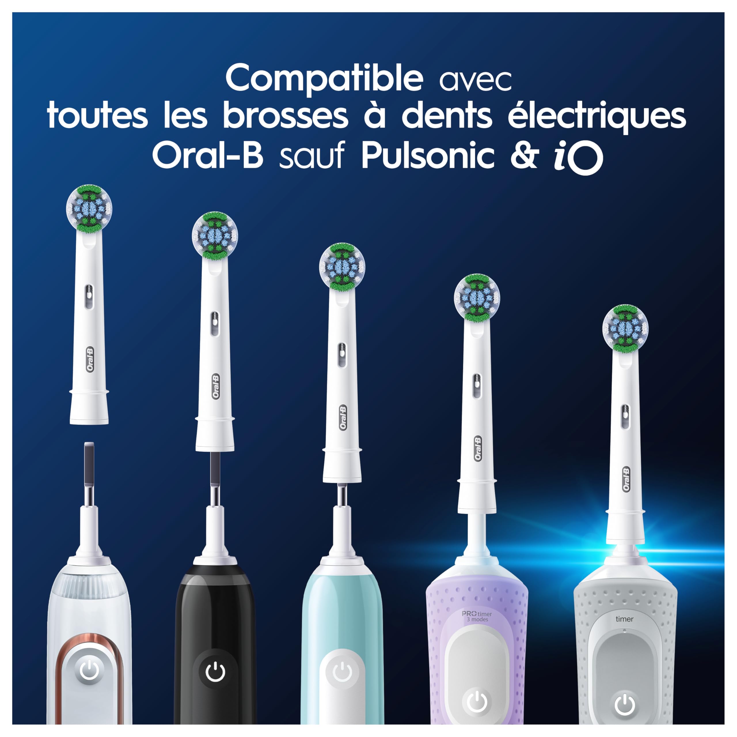 Oral-B cabezal montado en cepillo en uso para limpieza eficaz