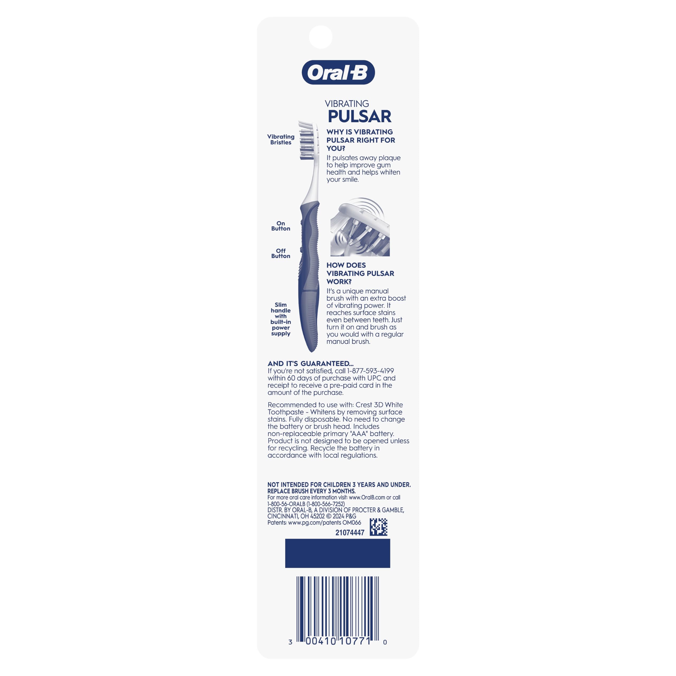 Empaque Oral-B Pulsar con pilas incluidas para uso inmediato