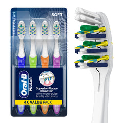 Oral-B frente del empaque mostrando cuatro cepillos listos para usar