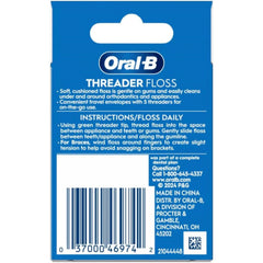 Oral-B sobre abierto mostrando 5 enhebradores y su conveniencia