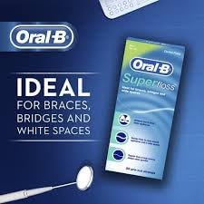 Oral-B Super Floss en uso alrededor de brackets mostrando limpieza precisa y cómoda