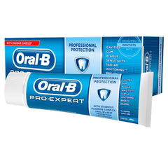 Oral-B tubo frontal mostrando etiqueta legible y beneficio de protección integral