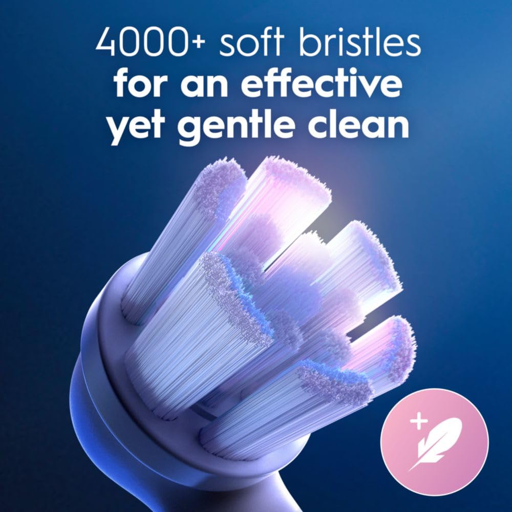 Oral-B cabezal en uso sobre dientes mostrando eficacia de limpieza