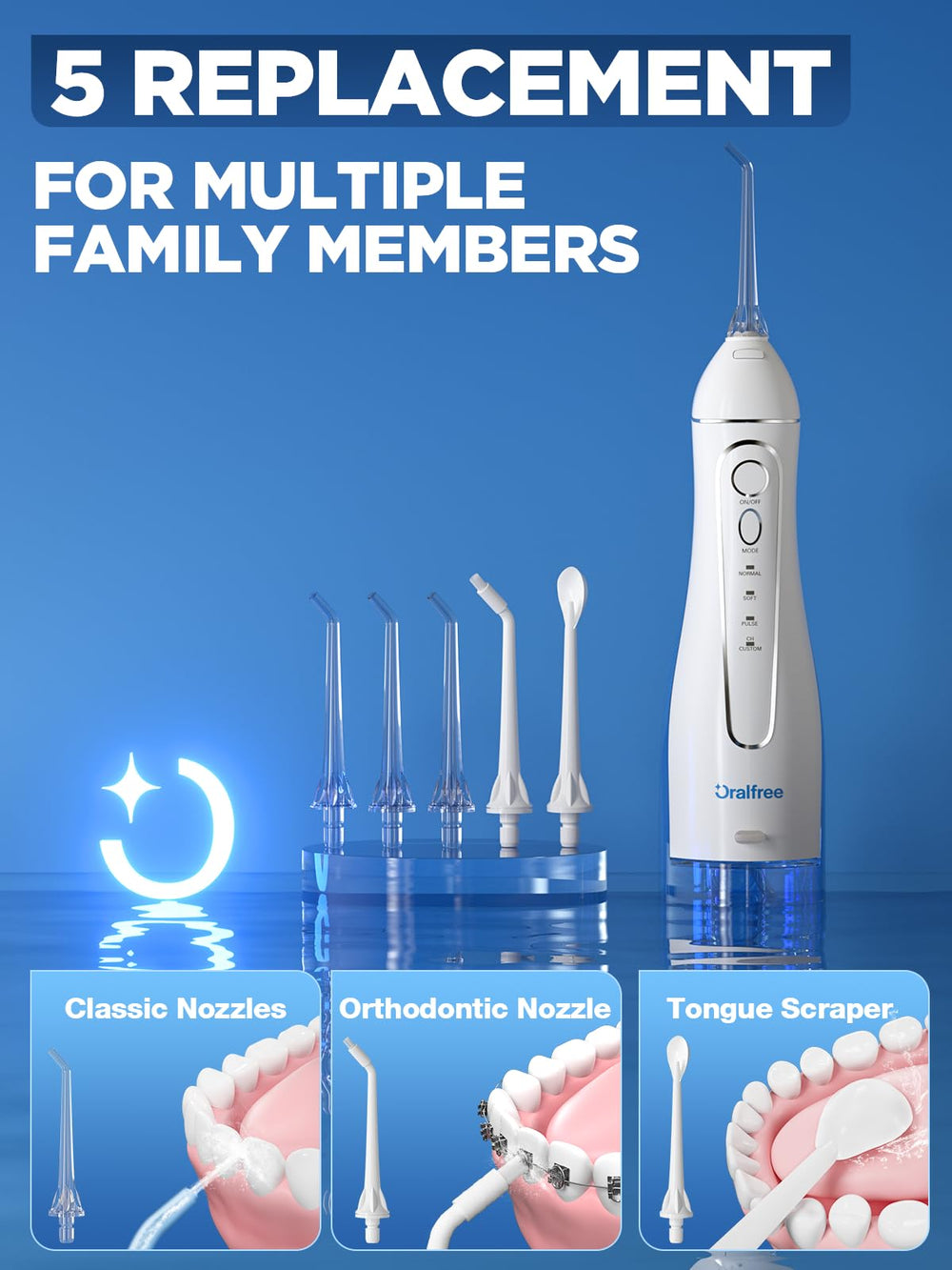 Oralfree en baño demostrando resistencia IPX7 y uso seguro en ducha