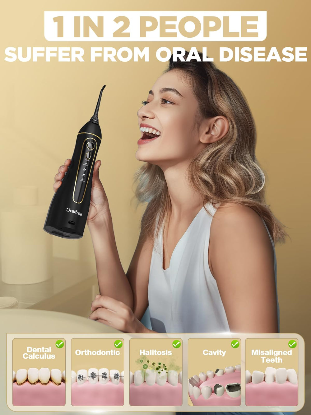 Oralfree dentro de neceser de viaje mostrando conveniencia y transporte