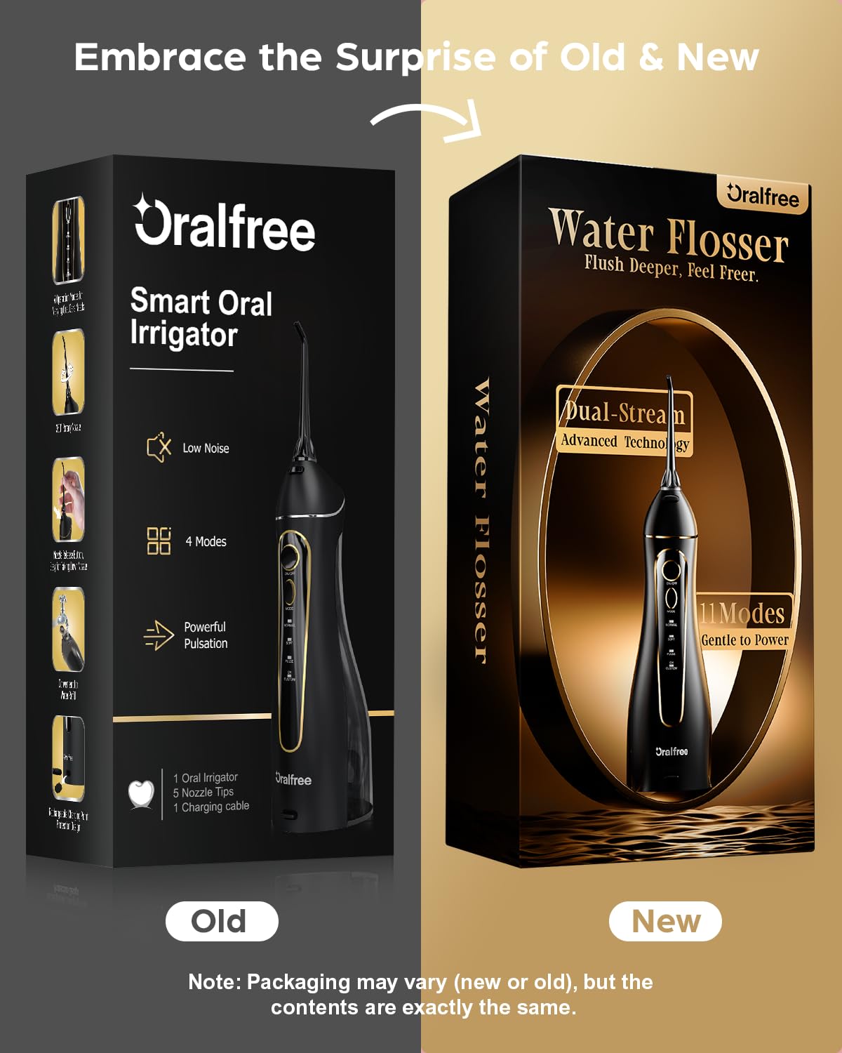 Oralfree conjunto de boquillas indicando versatilidad para toda la familia