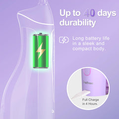 Oralfree chorro de agua en detalle que ilustra pulsos potentes para eliminar placa
