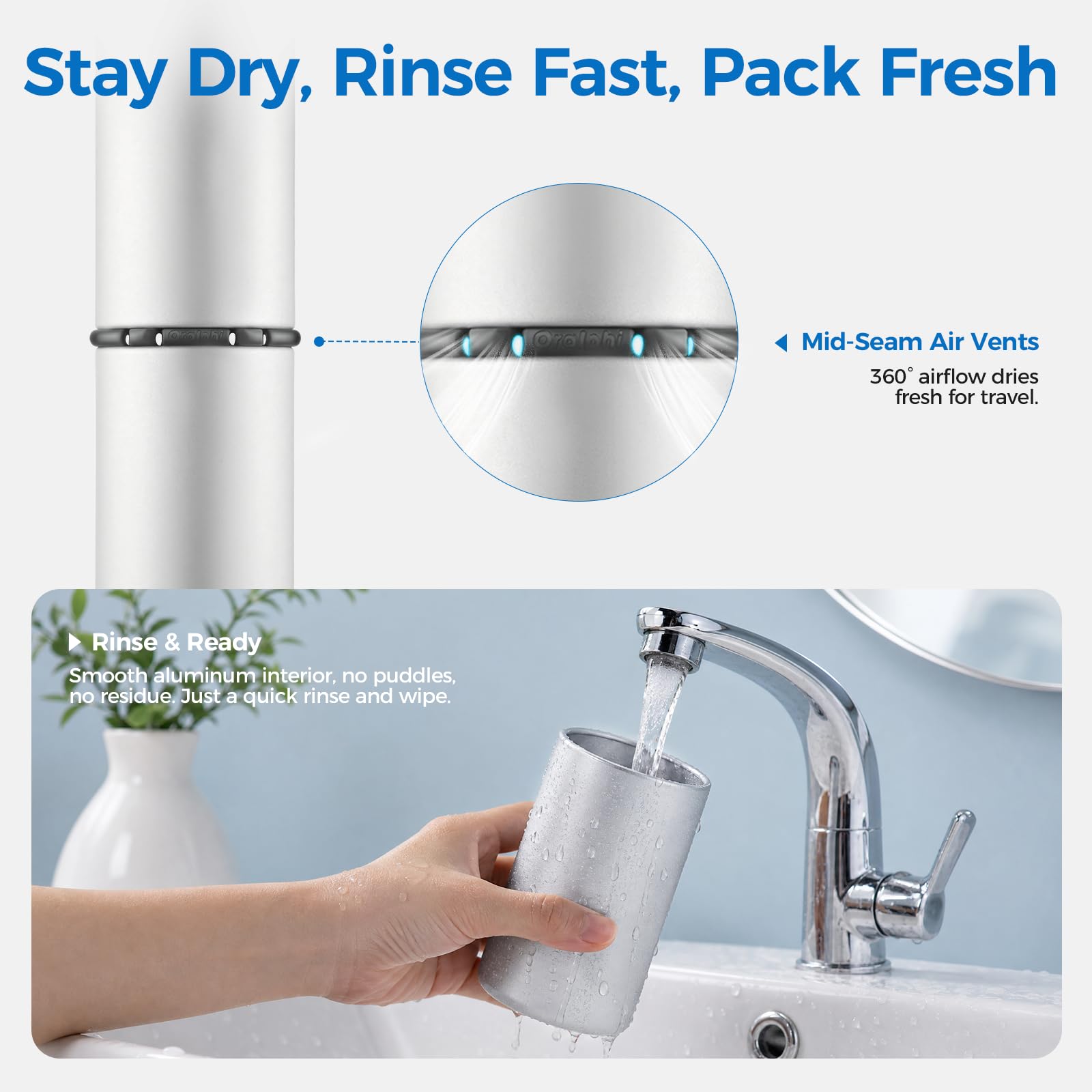 Oralphi base plana apoyada en lavabo para estabilidad y uso cómodo