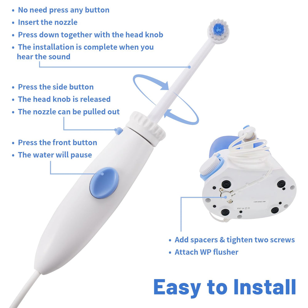 Oralphi mango en uso con irrigador para control cómodo del flujo