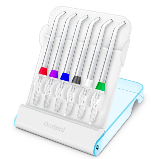 Oralphi pack frontal mostrando seis puntas y estuche, higiene inmediata