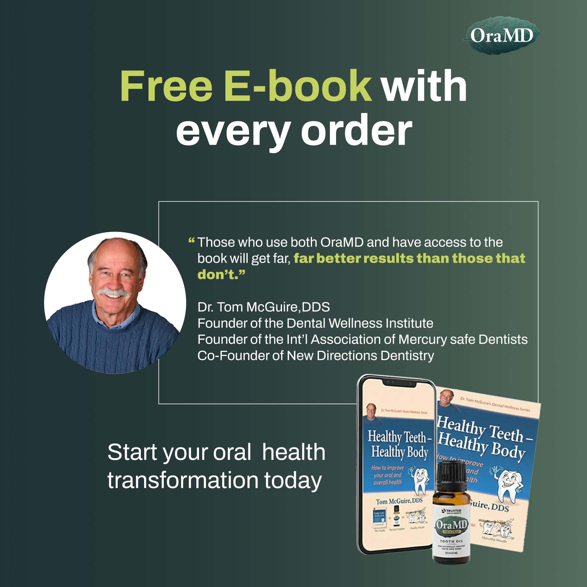 Caja de OraMD con sellos clínicos para enfatizar pruebas y recomendaciones