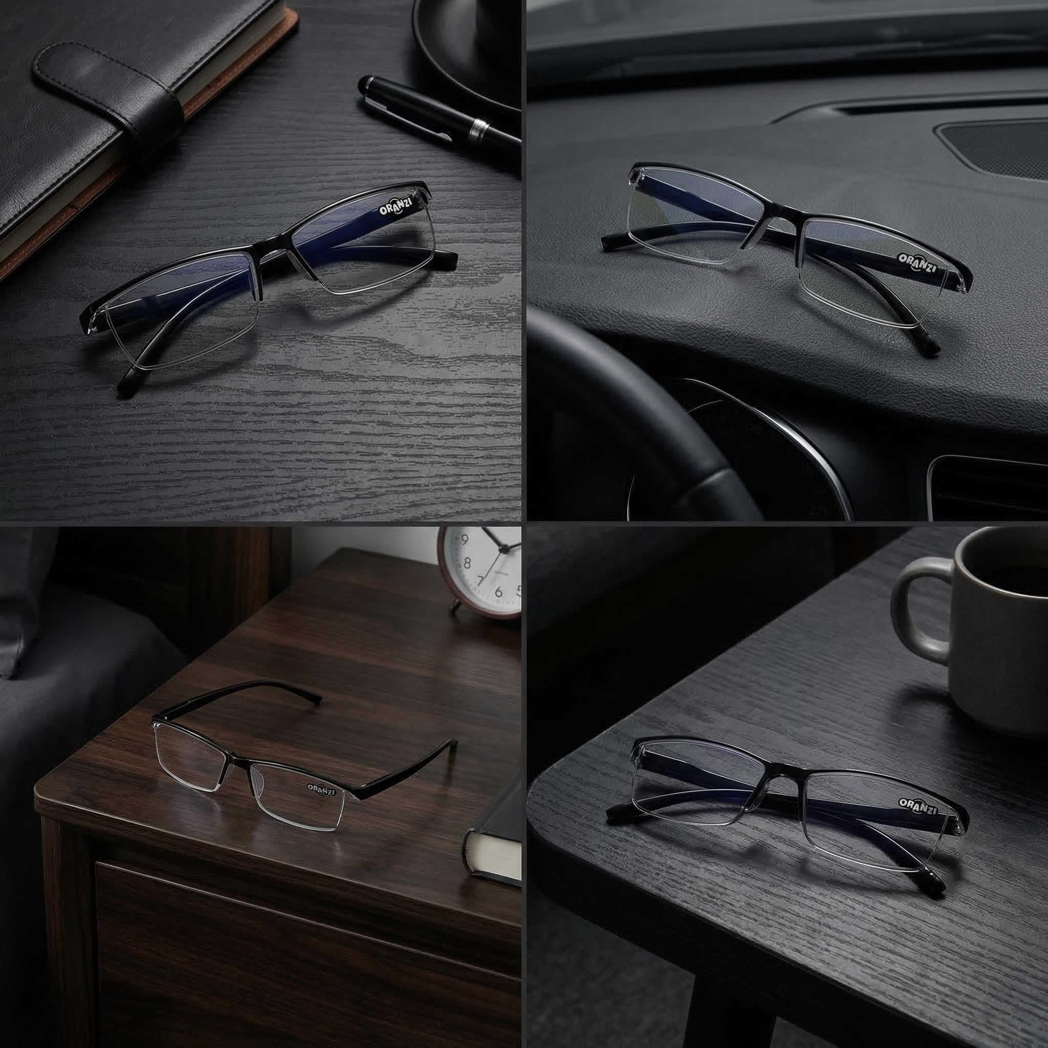 ORANZI ambiente de salón con gafas, comodidad para leer en casa