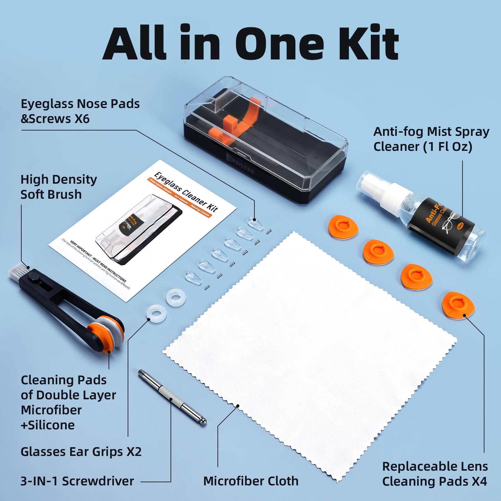 Ordilend kit en uso limpiando gafas para resultados inmediatos y seguros