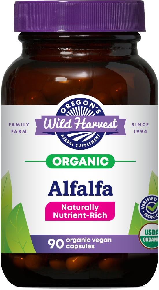 Oregon's Wild Harvest frasco alfalfa vista frontal, facilidad de uso