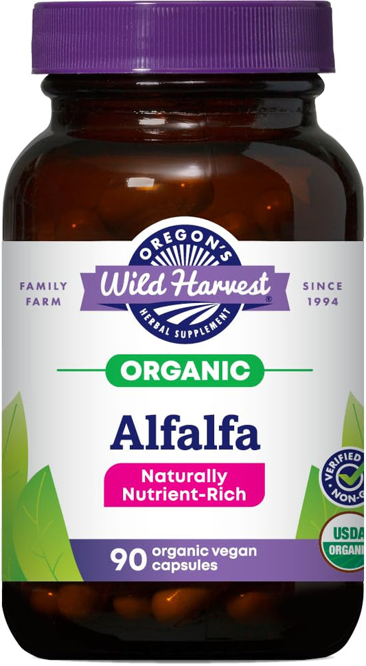 Oregon's Wild Harvest frasco alfalfa vista frontal, facilidad de uso