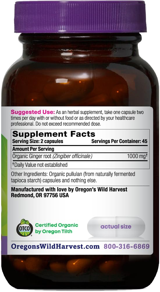 Oregon's Wild Harvest cápsulas veganas de pullulan enfocadas, fácil ingestión