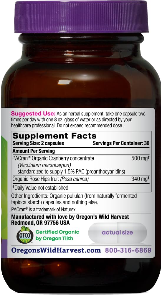 Oregon's Wild Harvest etiqueta en detalle con ingredientes claros y verificación Non-GMO