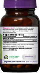 Oregon's Wild Harvest etiqueta certificada orgánica y datos de 1140 mg por porción