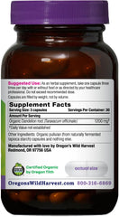 Oregon's Wild Harvest etiqueta detalle con certificación orgánica visible