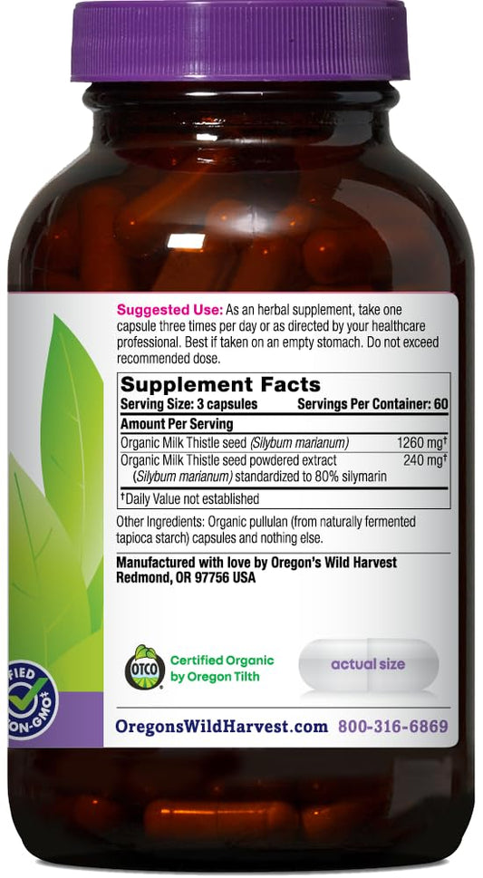 Oregon's Wild Harvest detalle de etiqueta con certificación orgánica visible